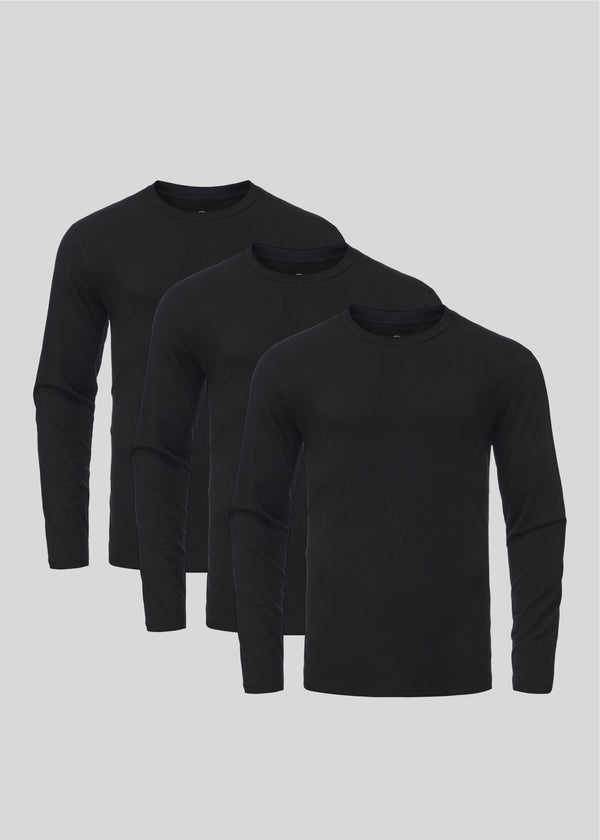 Schwarzes Langarmshirt 3er-Pack