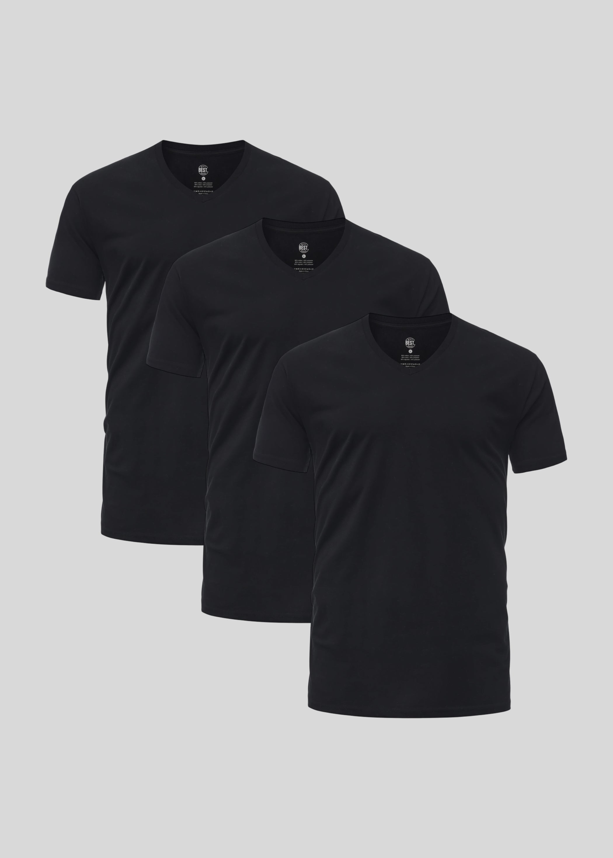 Schwarzes V-Ausschnitt 3er-Pack