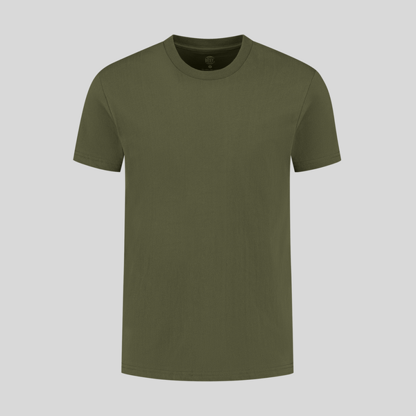 Olivgrünes Rundhals-T-Shirt