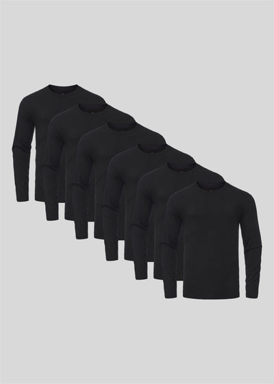Schwarze Langarmshirts 6er-Pack