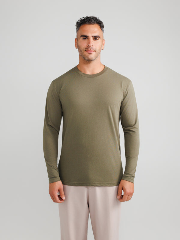 Olivgrünes Langarmshirt