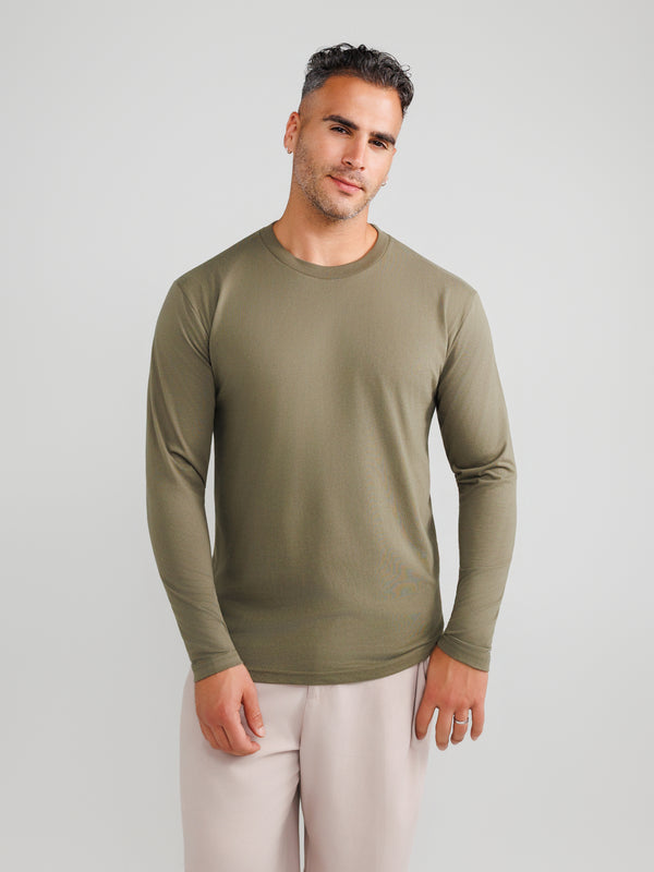 Olivgrünes Langarmshirt