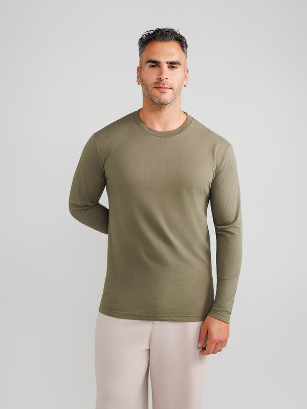 Olivgrünes Langarmshirt
