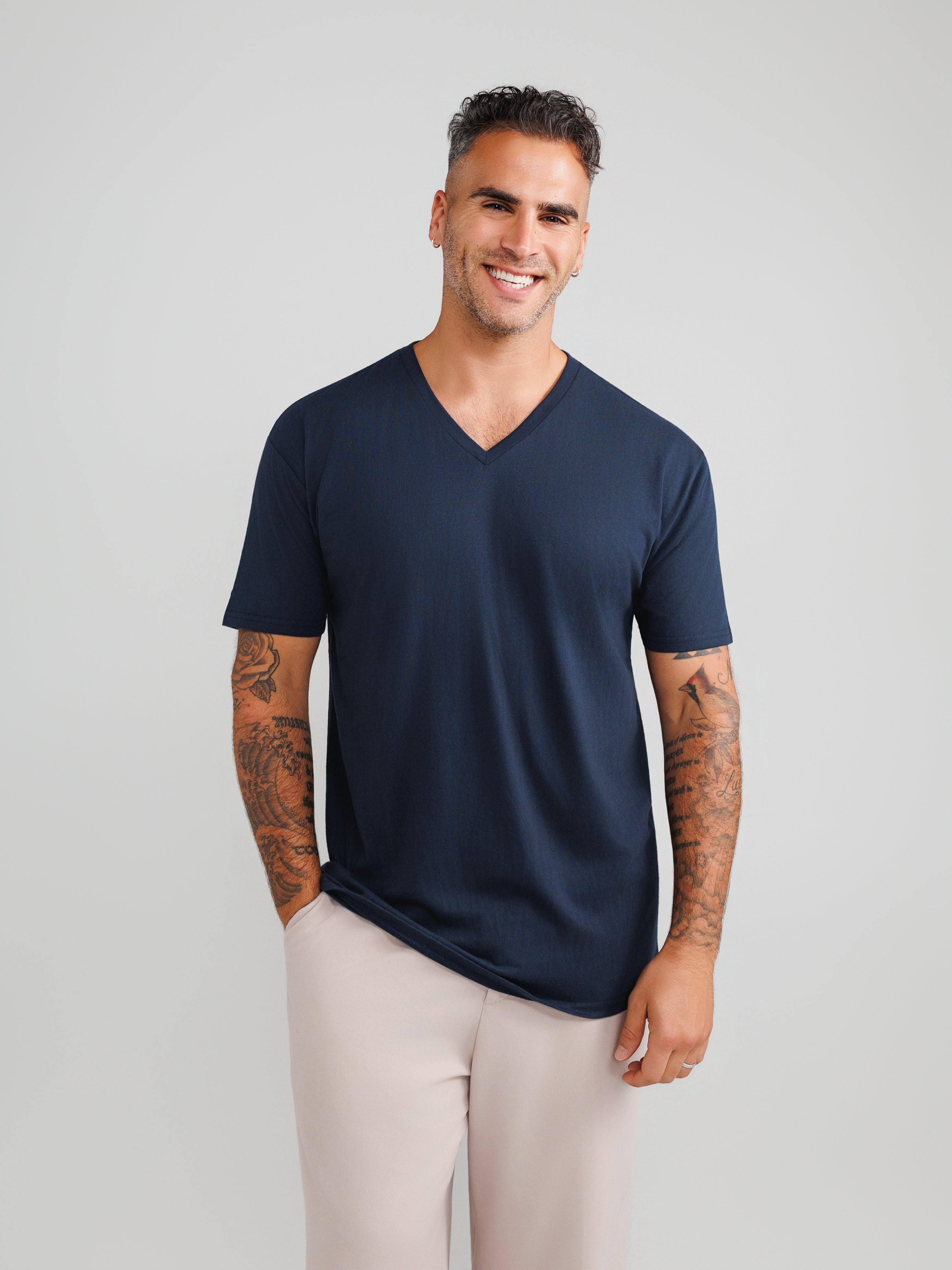 Navy V-Neck T-shirts