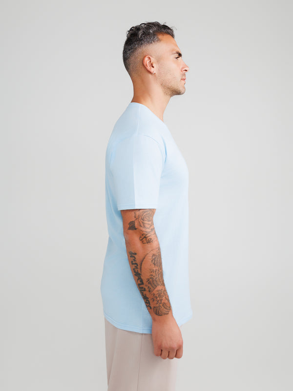 Babyblaue V-Ausschnitt T-Shirts