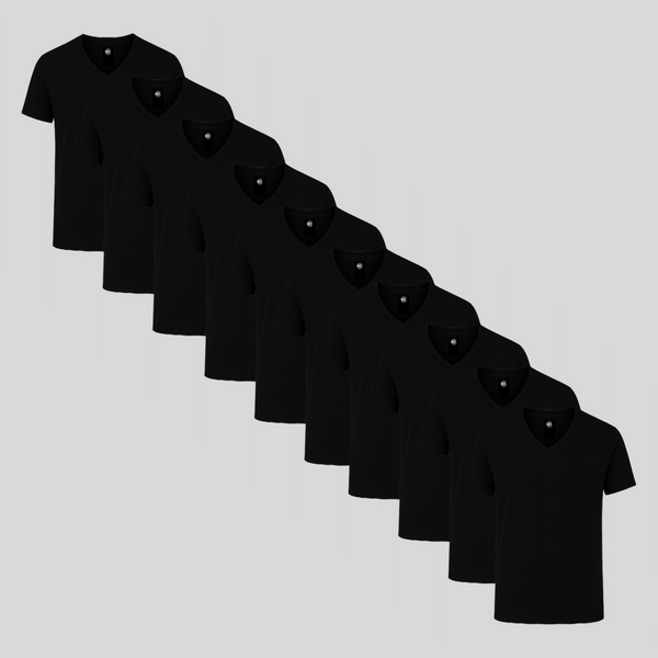 Schwarzes V-Ausschnitt 10er-Pack