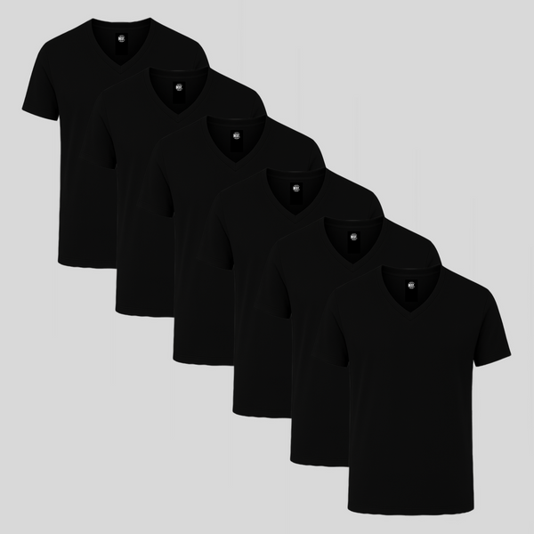 Schwarzes V-Ausschnitt 6er-Pack