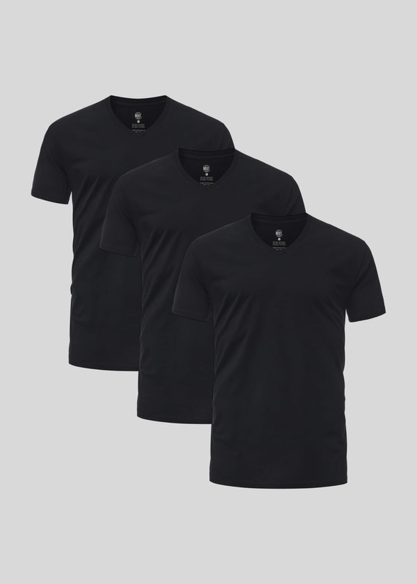 Schwarzes V-Ausschnitt 3er-Pack