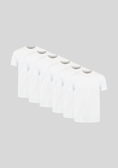 Weiß Rundhals 6er-Pack